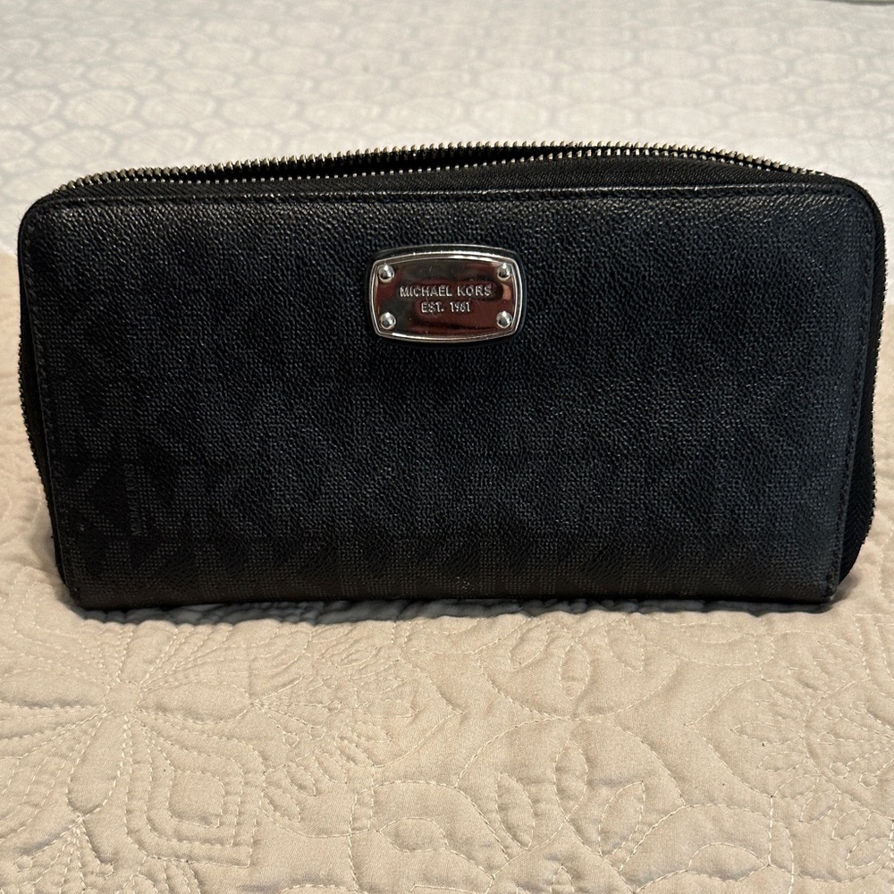 Michael Kors Black Zip-Around Wallet